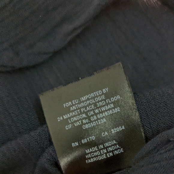 Anthropologie Floreat Beulah Beaded Tunic Button Down Top Blouse S Navy Blue - Picture 11 of 11